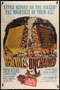 9p415 HERCULES UNCHAINED 1sh 1960 Ercole e la regina di Lidia, mightiest man Steve Reeves!