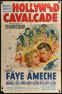 9p424 HOLLYWOOD CAVALCADE style B 1sh 1939 stone litho of Alice Faye, Don Ameche & many top stars!