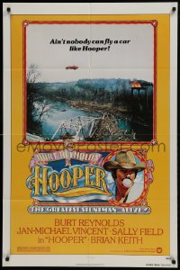 9p428 HOOPER advance 1sh 1978 great portrait of stunt man Burt Reynolds car jumping ravine!
