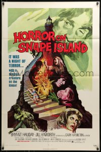 9p429 HORROR ON SNAPE ISLAND 1sh 1972 a night of pleasure becomes a night of terror, lighthouse art