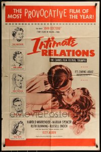 9p462 INTIMATE RELATIONS 1sh 1953 the most provocative film, Jean Cocteau, English!