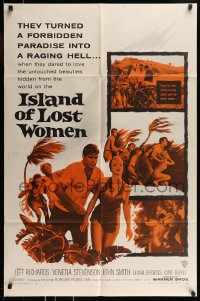 9p466 ISLAND OF LOST WOMEN 1sh 1959 hidden, forbidden, untouched beauties in a raging hell!