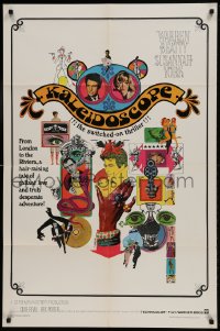 9p482 KALEIDOSCOPE 1sh 1966 Warren Beatty, Susannah York, cool colorful Bob Peak art!