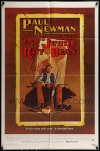 9p508 LIFE & TIMES OF JUDGE ROY BEAN 1sh 1972 John Huston, art of Paul Newman by Richard Amsel!