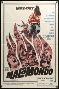 9p532 MALAMONDO 1sh 1964 I Malamondo, way-out naked Italian skydiving among other craziness!