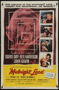 9p563 MIDNIGHT LACE 1sh 1960 Harrison, John Gavin, fear possessed Doris Day as love once had!