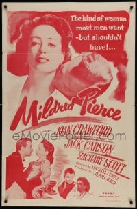 9p566 MILDRED PIERCE 1sh R1956 Michael Curtiz, Joan Crawford is the kind of woman most men want!