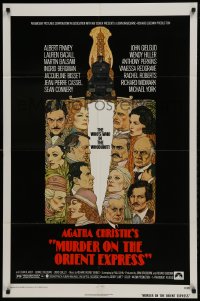 9p585 MURDER ON THE ORIENT EXPRESS 1sh 1974 Agatha Christie, great art of cast by Richard Amsel!