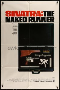 9p592 NAKED RUNNER 1sh 1967 Frank Sinatra, cool image of sniper rifle gun dismantled in suitcase!