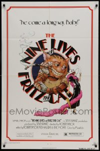 9p611 NINE LIVES OF FRITZ THE CAT 1sh 1974 Robert Crumb, great art of smoking cartoon feline!