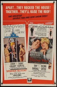 9p632 OPERATION PETTICOAT/PILLOW TALK 1sh 1964 Cary Grant, Tony Curtis, Rock Hudson & Doris Day!