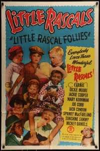 9p512 LITTLE RASCAL FOLLIES 1sh 1951 Hal Roach, great images of Farina, Dickie Moore, Our Gang!