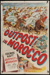 9p640 OUTPOST IN MOROCCO 1sh 1949 cool Arabian cavalry art plus sexy Marie Windsor too!