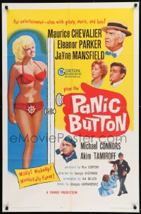 9p645 PANIC BUTTON 1sh 1964 Maurice Chevalier, sexy Jayne Mansfield in bikini!