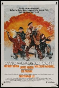 9p653 PASSAGE 1sh 1979 cool action art of Anthony Quinn, James Mason, & Malcolm McDowell
