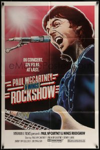 9p656 PAUL MCCARTNEY & WINGS ROCKSHOW 1sh 1980 art of him playing guitar & singing by Kozlowski!