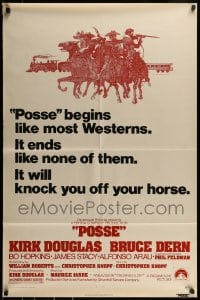 9p684 POSSE 1sh 1975 Kirk Douglas, it begins like most westerns but ends like none of them!