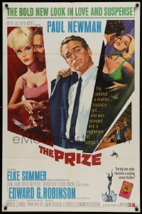 9p691 PRIZE 1sh 1963 Howard Terpning art of Paul Newman in suit and tie & sexy Elke Sommer!