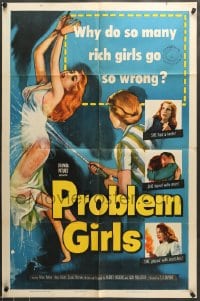 9p692 PROBLEM GIRLS 1sh 1953 classic image of tied up scantily clad bad rich girl being hosed down!