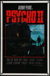 9p695 PSYCHO II 1sh 1983 Anthony Perkins as Norman Bates, cool creepy image of classic house!