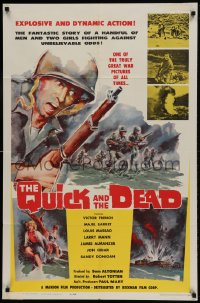 9p700 QUICK & THE DEAD 1sh 1963 truly great war artwork of soldiers on beachfront!