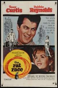 9p716 RAT RACE 1sh 1960 Debbie Reynolds & Tony Curtis will do anything to get to the top!