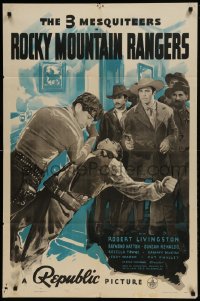 9p739 ROCKY MOUNTAIN RANGERS 1sh 1940 The Three Mesquiteers, Livingston, Hatton & Renaldo!