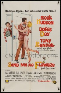 9p782 SEND ME NO FLOWERS 1sh 1964 great art of Rock Hudson, Doris Day & Tony Randall!