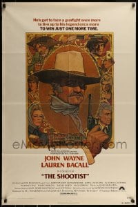 9p791 SHOOTIST 1sh 1976 best Richard Amsel artwork of cowboy John Wayne & cast!