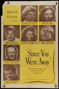9p799 SINCE YOU WENT AWAY 1sh 1944 Claudette Colbert, Jennifer Jones, Shirley Temple & more!