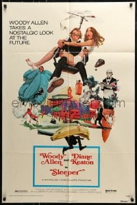 9p800 SLEEPER 1sh 1974 time traveler Woody Allen, Diane Keaton, wacky sci-fi!