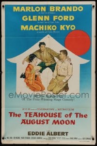 9p885 TEAHOUSE OF THE AUGUST MOON 1sh 1956 art of Asian Marlon Brando, Glenn Ford & Machiko Kyo!