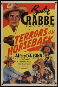 9p888 TERRORS ON HORSEBACK 1sh 1946 Buster Crabbe, King of the Wild West, Al Fuzzy St. John
