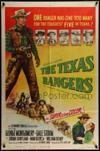 9p892 TEXAS RANGERS 1sh 1951 full-length art of cowboy lawman George Montgomery!