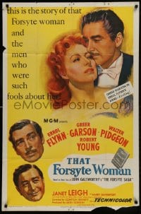 9p894 THAT FORSYTE WOMAN 1sh 1949 art of Errol Flynn, Greer Garson, Walter Pidgeon & Robert Young!