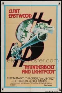 9p909 THUNDERBOLT & LIGHTFOOT style D 1sh 1974 art of Clint Eastwood with HUGE gun by Arnaldo Putzu!
