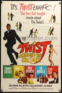 9p929 TWIST AROUND THE CLOCK 1sh 1962 Chubby Checker in the first full-length Twist movie!