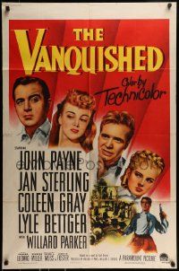 9p943 VANQUISHED 1sh 1953 headshots of John Payne, Jan Sterling, Coleen Gray, Lyle Bettger!