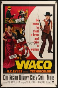 9p951 WACO 1sh 1966 Howard Keel came to steal a town & take sexy Jane Russell!