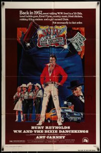 9p949 W.W. & THE DIXIE DANCEKINGS style A 1sh 1975 art of Burt Reynolds as '50s country hoodlum!