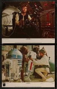 9r979 STAR WARS 2 color 11x14 stills 1977 Luke, Han, R2-D2, NSS 770021 with slugs!