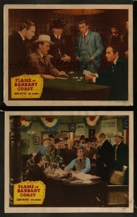9r897 FLAME OF BARBARY COAST 2 LCs R1950 John Wayne, Joseph Schildkraut, poker gambling!