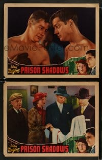 9r961 PRISON SHADOWS 2 LCs 1936 Eddie Nugent, Joan Barclay, cool boxing image!