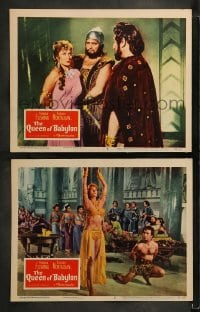 9r962 QUEEN OF BABYLON 2 LCs 1956 cool images of sexy Rhonda Fleming & Ricardo Montalban!
