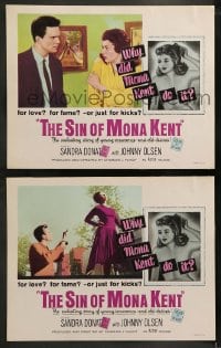 9r972 SIN OF MONA KENT 2 LCs 1961 Johnny Olsen, sexy Sandra Francis in title role!