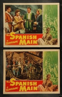 9r976 SPANISH MAIN 2 LCs 1945 Paul Henreid, Maureen O'Hara, John Emery & Binnie Barnes!