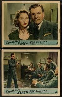 9r641 REACH FOR THE SKY 5 English LCs 1956 cool images of pilot Kenneth More, w/ Muriel Pavlow!