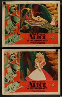 9r036 ALICE IN WONDERLAND 8 LCs 1951 cool images from Walt Disney Lewis Carroll classic!