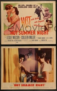 9r198 HOT SUMMER NIGHT 8 LCs 1956 Leslie Nielsen w/ Colleen Miller, drama of a Gangland hide-out!