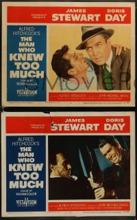 9r579 MAN WHO KNEW TOO MUCH 6 LCs 1956 Alfred Hitchcock, husband & wife Jimmy Stewart & Doris Day!